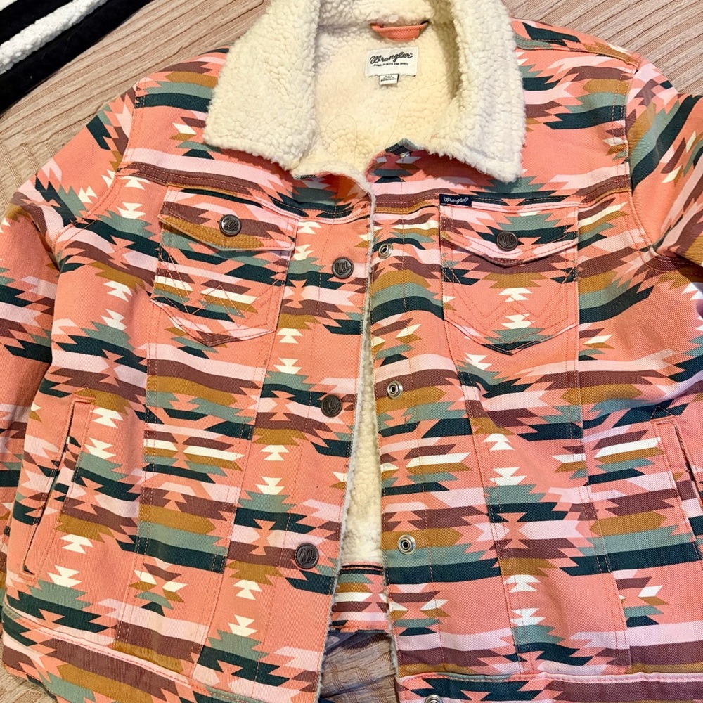 Wrangler Kids Jean Jacket - Pink and Green Pattern